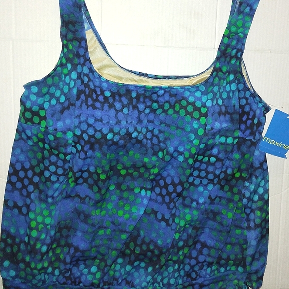 ☆NWT☆MAXINE OF HOLLYWOOD☆Plus Size 20W Beautiful & Slimming Blouson Tankini Top☆ - Picture 15 of 16